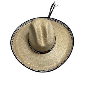 MEXICANA Natural Straw Sombrero with Black Trim